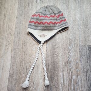 ARCTIC CIRCLE Hat Winter Fleece Lined Beige and Red Knit Hat